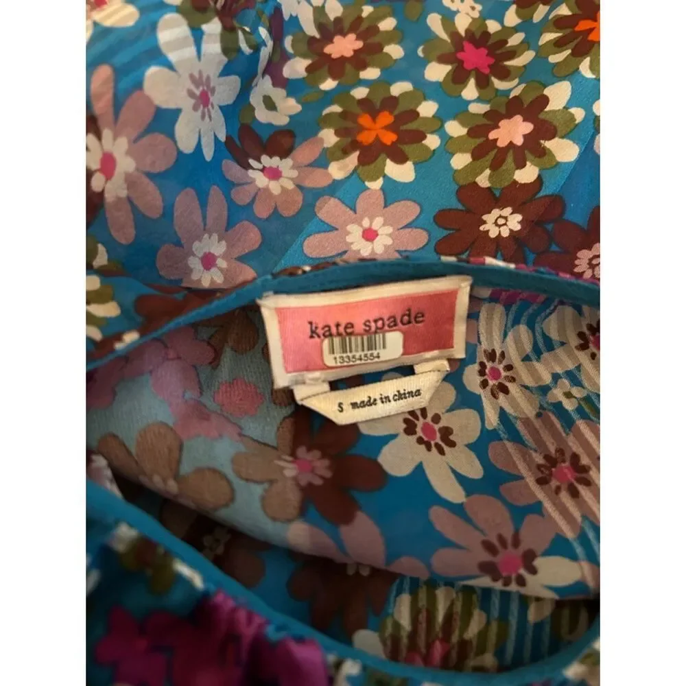 Kate Spade New York Pacific Petals Silk Chiffon Blouse Size Small